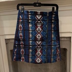 J. Crew Blue and Red Patterned Mini Skirt